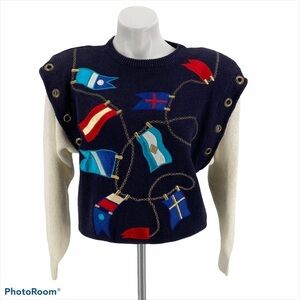 BONNIE BOERER RARE Vintage Nautical Yachting Sweater Size S NEW